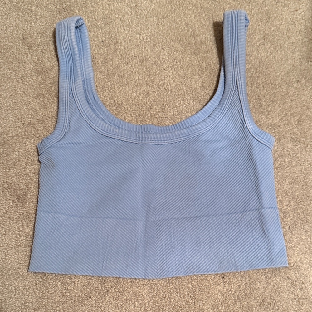 Full Tilt Light Blue Ribbed Crop Top